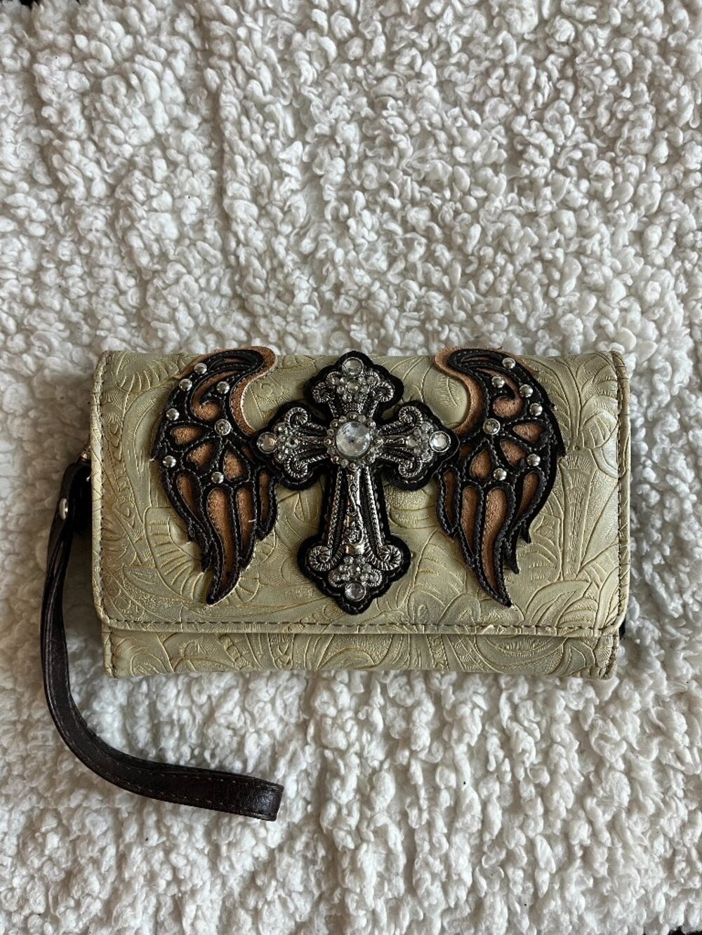 Western Rhinestone Cross Angel Wings Wallet